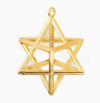Pendentif Étoile Merkaba doré sur fond blanc